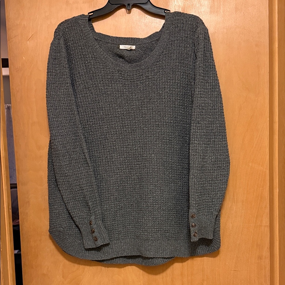 Maurices Charcoal Knit Sweater with Button Accents